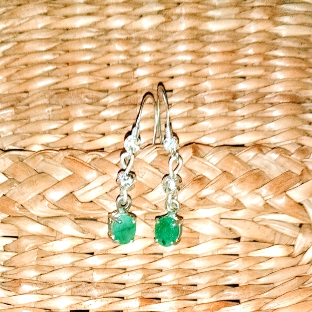 Natural Emerald Morganite Sterling Silver Earrings